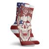 GULTMEE Funny Compression Socks Women and Men,Dead Human Head With A Floral Wreath Usa American Symbol Stars Humor Illustration,Best for Circulation,Running,Athletic,Nurse,Travel, -12 inch view 2