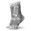 Fashion Compression Socks,Monochrome Microphone Retro Style Guitars Stars And Dots Illustration Abstract,Performance Polyester Cushioned Athletic Crew Socks for Running,Athletic, -12 inch view 1