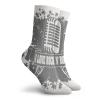 Fashion Compression Socks,Monochrome Microphone Retro Style Guitars Stars And Dots Illustration Abstract,Performance Polyester Cushioned Athletic Crew Socks for Running,Athletic, -12 inch view 2