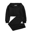 Arshiner Girls 2 Piece Outfit Crop Pullover Waff Hooded Sweatshirt and Sweatpants Sets Long Sleeve Fall Winter Pant Set