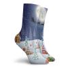 GULTMEE Christmas Funky Colorful Cushion Sport Socks,Winter Season Snowman Xmas Tree Santa,Athletic Cushioned Running Performance Crew Socks For Men/Women,Blue White -12 inch view 2