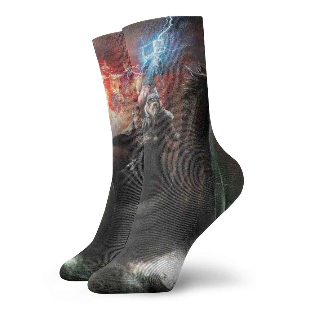 GULTMEE Fashion Compression Socks,Imaginary Wrath Of Ancient Figure Vikings Royal Boat With Dragon Head Storm Rays,Performance Polyester Cushioned Athletic Crew Socks for Running,Athletic, -12 inch