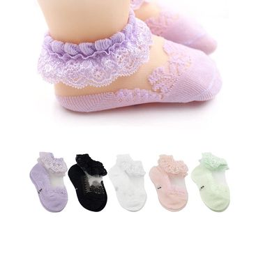 5 pairs Baby Girls eyelet Ruffle Socks Infant Toddlers Frilly Lace Ankle Socks (5Pairs, 3-5 Years)
