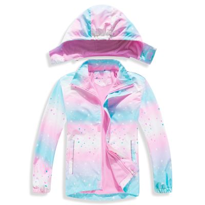 MGEOY Girls Rain Jacket Lightweight Waterproof Hooded Fleece Lined Raincoat Windbreakers for Kids Pink 5/6