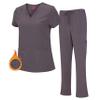M&M SCRUBS Women's Stretch Scrub Set - Cool V-Neck Top & Cargo Pant, Breathable Moisture Wicking Medical Uniform (Charcoal, Small) view 1