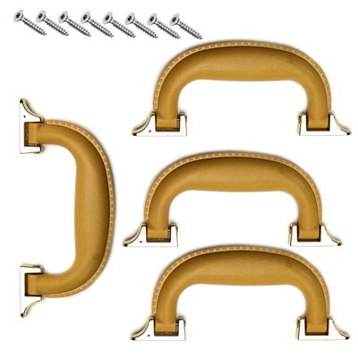 Juvielich Luggage Handle 5.12" x 0.55" ((Hole Distance x Thickness) Plastic Pull Handle Grip Replacement 130mm x 14mm for Luggage Suitcase Box Yellow 4Pcs
