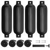 Sailortenx Boat Fenders 4 Pack 4.5''Inflatable Ribbed Marine Boat Fender with Fender Lines 6.5 ft Needles and Pump for Twin Eyes Boat Fender Bumpers for Docking Fenders Use to Yacht Etc view 1