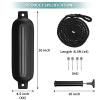 Sailortenx Boat Fenders 4 Pack 4.5''Inflatable Ribbed Marine Boat Fender with Fender Lines 6.5 ft Needles and Pump for Twin Eyes Boat Fender Bumpers for Docking Fenders Use to Yacht Etc view 2