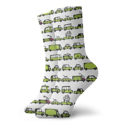 GULTMEE Fashion Compression Socks,A Number Of Cars With Various Jobs Trucks Sedans Buses Traveling Journey Working,Performance Polyester Cushioned Athletic Crew Socks for Running,Athletic, -12 inch