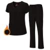 M&M SCRUBS Women's Stretch Scrub Set - Cool V-Neck Top & Cargo Pant, Breathable Moisture Wicking Medical Uniform (Black, Small) view 1