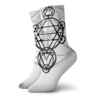 Funky Colorful Cushion Sport Socks,Simplistic Seed Of Life Symbol Vortex Motion With Spheres Print,Athletic Cushioned Running Performance Crew Socks For Men/Women, -12 inch