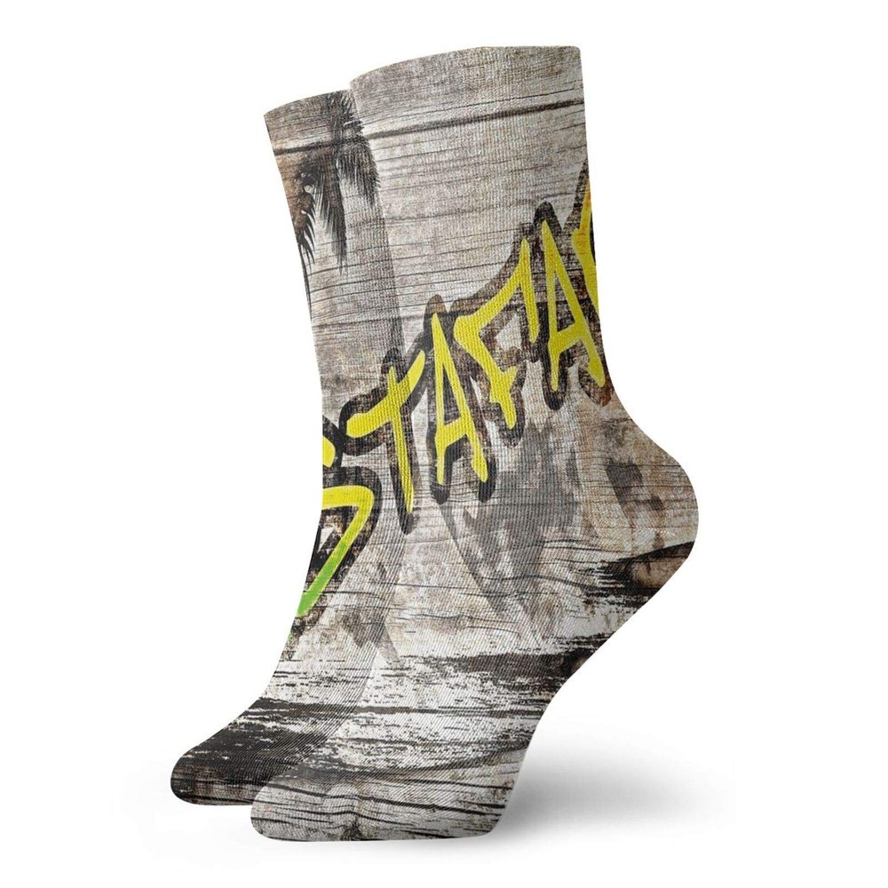 GULTMEE Funny Compression Socks Women and Men,Jamaican Reggae Music Icon Inspired Rastafari Street Graffiti Image,Best for Circulation,Running,Athletic,Nurse,Travel, -12 inch