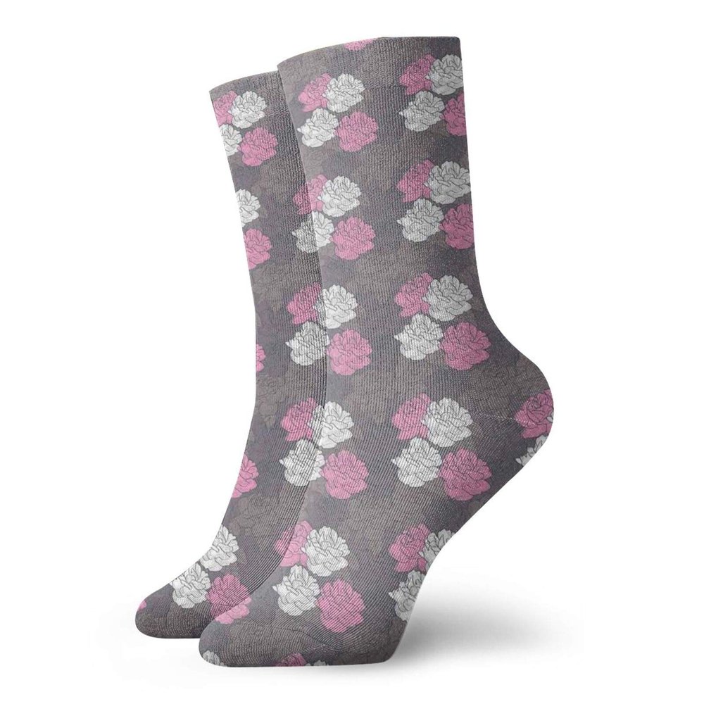 Romantic Fashion Compression Socks,Valentines Dayd Romantic Love Symbol Bouquet In Retro Style Nature,Performance Polyester Cushioned Athletic Crew Socks for Running,Athletic,Multicolor -12 inch