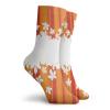 GULTMEE Funny Compression Socks Women and Men,Autumnal Color Vertically Striped Backdrop With Little Wildflowers Border,Best for Circulation,Running,Athletic,Nurse,Travel, -12 inch view 2