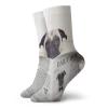 GULTMEE Pug Funky Colorful Cushion Sport Socks,Puppy Reading The Newspaper On The,Athletic Cushioned Running Performance Crew Socks For Men/Women,Cream Black White -12 inch view 1