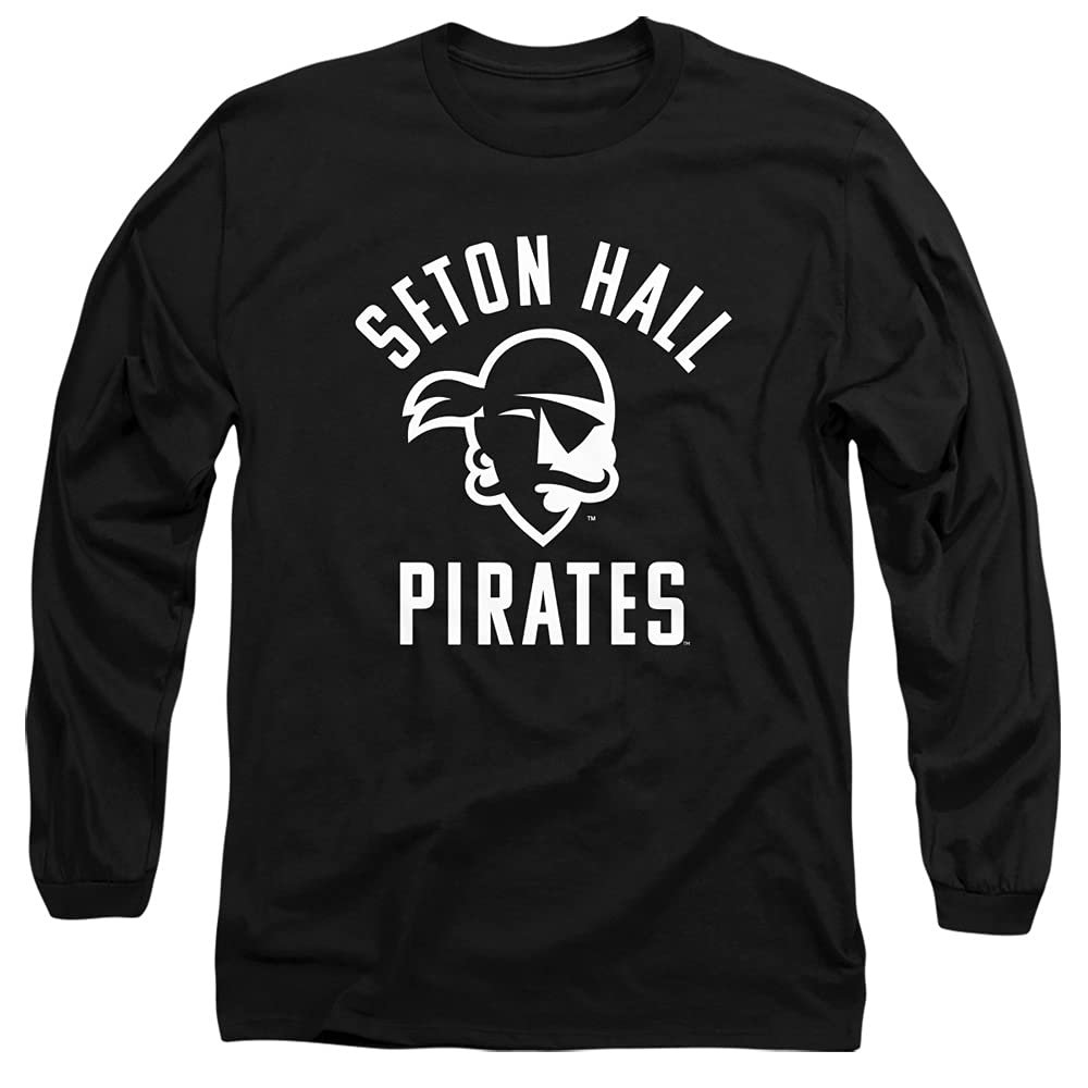 Seton Hall University Official One Color Pirates Unisex Adult Long-Sleeve T Shirt,Black, 2X-Large
