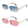 FLAWLESS EYEWEAR Men Women Classy Elegant Sophisticated Style Clear Lens EYE GLASSES Gold Rimless Frame (2 PACK: Blue and Pink, 55) view 1