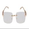 FLAWLESS EYEWEAR Rimless Oversized Sunglasses for Women Men Rectangular Frameless Fashion Shades (Clear) view 4