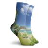 GULTMEE Funky Colorful Cushion Sport Socks,Paradise Beach With Palm Trees In Exotic Island Happiness Coastal Charm Image,Athletic Cushioned Running Performance Crew Socks For Men/Women, -12 inch view 2