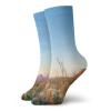 GULTMEE Funky Colorful Cushion Sport Socks,Photo Of Cactus With Spikes Plant Flower In A Desert At The Sunset Lansdcape Image,Athletic Cushioned Running Performance Crew Socks For Men/Women, -12 inch view 1