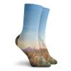 GULTMEE Funky Colorful Cushion Sport Socks,Photo Of Cactus With Spikes Plant Flower In A Desert At The Sunset Lansdcape Image,Athletic Cushioned Running Performance Crew Socks For Men/Women, -12 inch view 2
