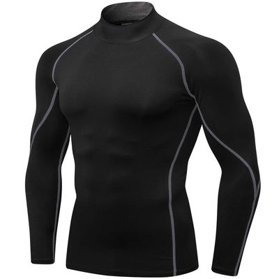 Men's Compression Shirts Long Sleeve Athletic Workout Tops Gym Undershirts Active Sports Baselayers B Grey