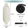Sailortenx Boat Fenders 4 Pack 4.5x16'' Inflatable Ribbed Marine Boat Fender Lines 6.5' Needles Pump for Boat Bumpers Fender for Docking Fenders White view 2
