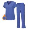 M&M SCRUBS Women's Stretch Scrub Set - Cool V-Neck Top & Cargo Pant, Breathable Moisture Wicking Medical Uniform (Ceil Blue, Medium) view 1