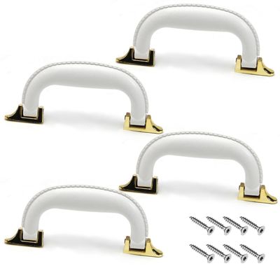 Juvielich Luggage Handle 5.12" x 0.55" ((Hole Centers x Thickness) Plastic Pull Handle Grip Replacement 130mm x 14mm for Luggage Suitcase Box White 4Pcs