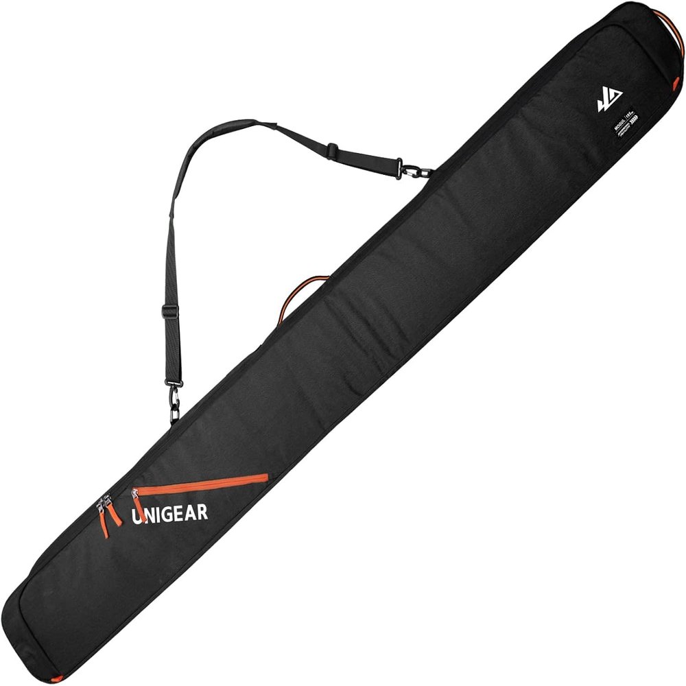 Unigear Ski Bag for Air Travel, 360 Fully Padded Protection, Water-Resistant and Durable up to 192cm for Snow Air Travel Transport (Black)
