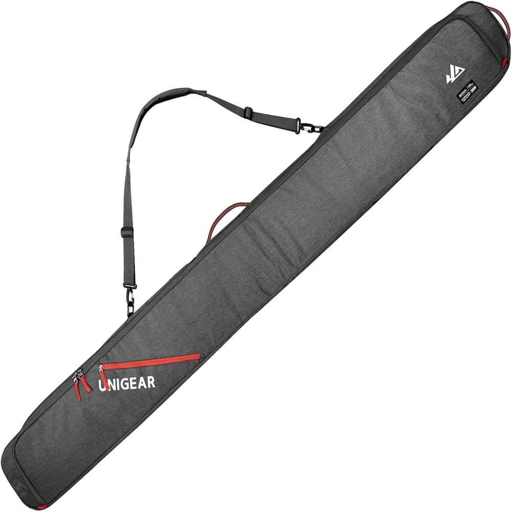 Unigear Ski Bag for Air Travel, 360 Fully Padded Protection, Water-Resistant and Durable up to 192cm for Snow Air Travel Transport (Gray)