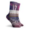 17th Birthday Fashion Compression Socks,Seventeen Party Cake With Abstract Circles Art Print,Performance Polyester Cushioned Athletic Crew Socks for Running,Athletic,Lilac Purple And Pink -12 inch view 2