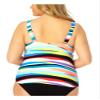 Anne Cole Women's Multi Color Striped Stretch Removable Cups V-Neck Adjustable Twist Front Tankini Swimsuit Top 22W view 2