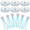 Chalyna 12 Pcs Princess Crowns Tiara Wand for Little Girl Silver Heart Jewel Plastic Tiara Winter Gift for Birthday(Blue,Snowflake Style) view 1