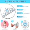 Chalyna 12 Pcs Princess Crowns Tiara Wand for Little Girl Silver Heart Jewel Plastic Tiara Winter Gift for Birthday(Blue,Snowflake Style) view 2