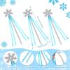 Chalyna 12 Pcs Princess Crowns Tiara Wand for Little Girl Silver Heart Jewel Plastic Tiara Winter Gift for Birthday(Blue,Snowflake Style) view 3