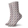 GULTMEE Funny Compression Socks Women and Men,Rows Of Purplish Flowers With Fresh Leaves Diagonally Aligned On White Backdrop,Best for Circulation,Running,Athletic,Nurse,Travel, -12 inch view 1