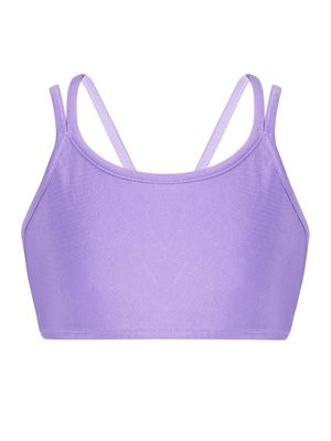 Hansber Kids Girls Sleeveless V Neck Dance Crop Top Ruffle Sleeve T-Shirt Blouse Gym Yoga Sport Bras Activewear V Neck_f 16