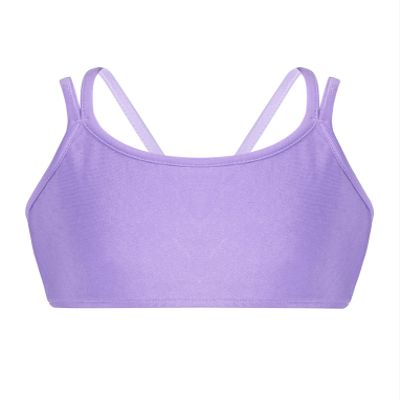 Hansber Kids Girls Sleeveless V Neck Dance Crop Top Ruffle Sleeve T-Shirt Blouse Gym Yoga Sport Bras Activewear V Neck_f 12