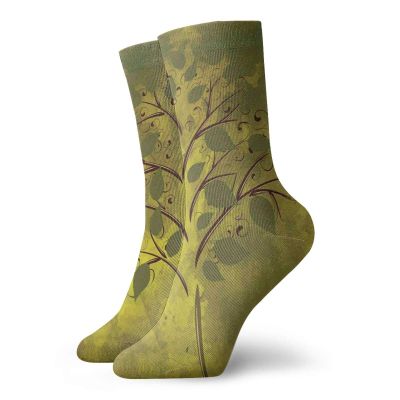 GULTMEE Fashion Compression Socks,Abstract Illustration Of A Tiny Tree With Lobed Leaves,Performance Polyester Cushioned Athletic Crew Socks for Running,Athletic, -12 inch