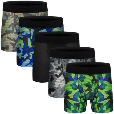 CONKEND Boys Boxer Briefs Cotton Underwear for Big Boys Toddler Breathable Soft Mesh Performance Sport Boxers Briefs with Fly 5 Pack 18-20