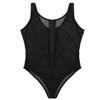 ACSUSS Men Mesh Deep V Neck Bodysuit Strappy Lace-up Front Short Sleeve Sheer Leotard Nightwear 2# Black Large view 4