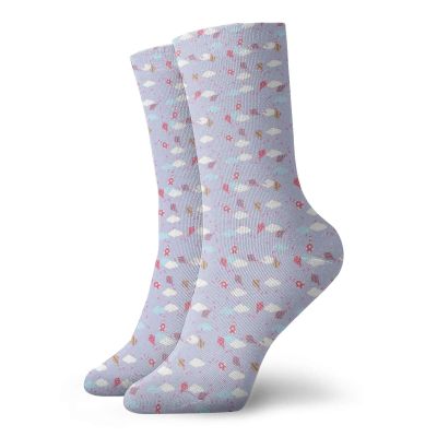 GULTMEE Fashion Compression Socks,Ornate Kites With Flowers Spirals Wavy Stripes Stars Clouds Ribbons On Lilac Sky,Performance Polyester Cushioned Athletic Crew Socks for Running,Athletic, -12 inch