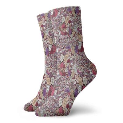 GULTMEE Funny Compression Socks Women and Men,Tracery Style Mehndi Composition With Sea Algae Motifs Colorful Doodle Artwork,Best for Circulation,Running,Athletic,Nurse,Travel, -12 inch