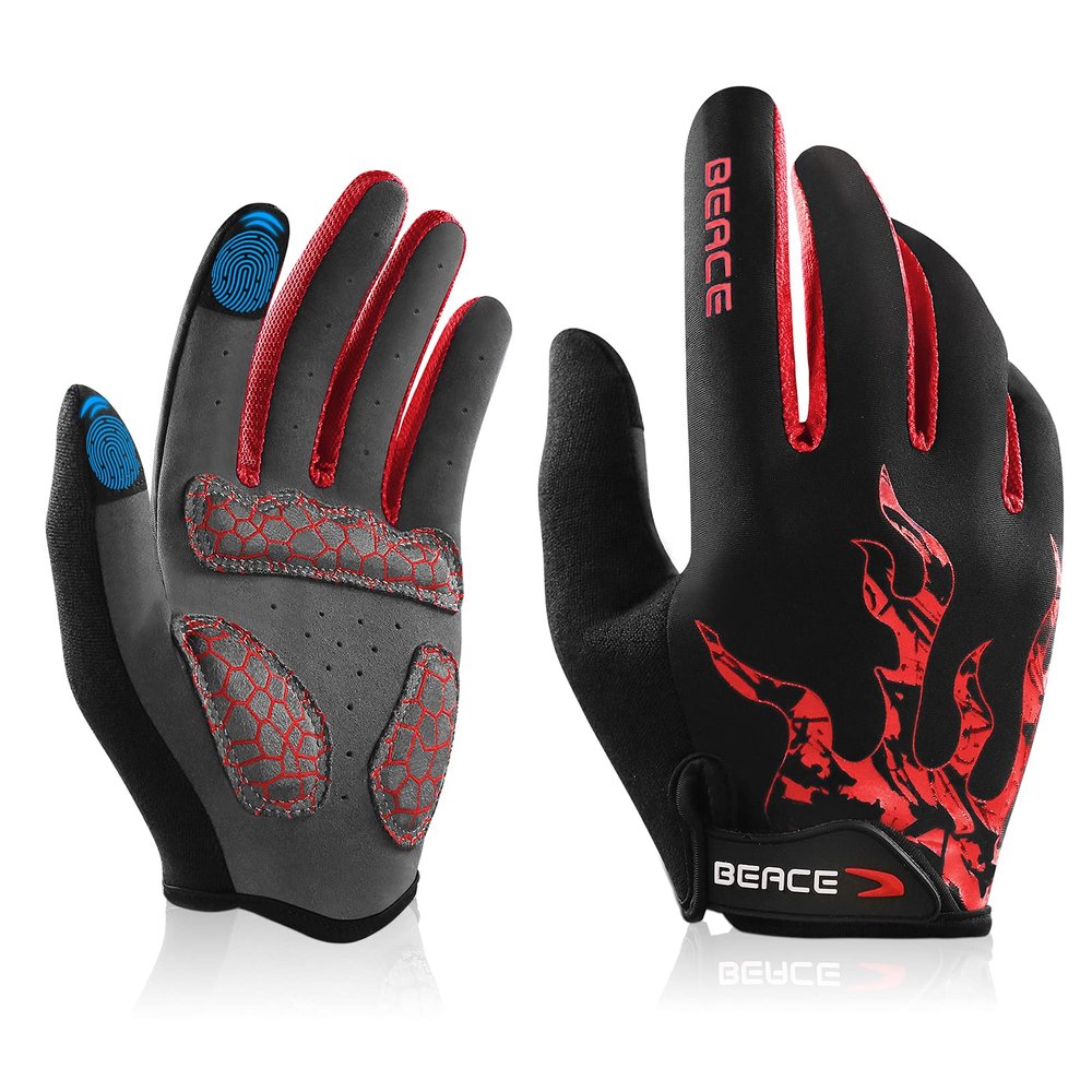 BEACE Gloves for Cycling Bike Biking with Touch Screen-Full Finger Mountain Bike Workout Road Gloves with Anti-Slip Silicone Palm for Men Women