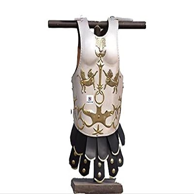 Nautical-Mart Greek Body Armor Muscle Cuirass Jacket Leather Vest Body Armour Spartan Masculata Greeko - Roman Costume, white, Large