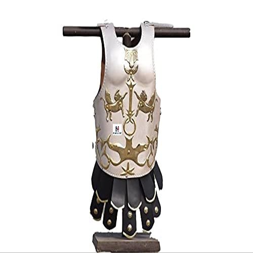 Nautical-Mart Greek Body Armor Muscle Cuirass Jacket Leather Vest Body Armour Spartan Masculata Greeko - Roman Costume, white, Large