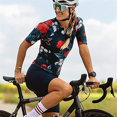 CYTSH Women Cycling Suit Short Sleeve Cycle Jersey Bib Set Triathlon Suit Running Swimsuit Jersey (Color : Suit 11, Size : Medium)