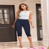 Hybrid & Company Womens Super Comfy Stretch Pull On Millennium Twill Capri Shorts KQ44972 Denim M view 3