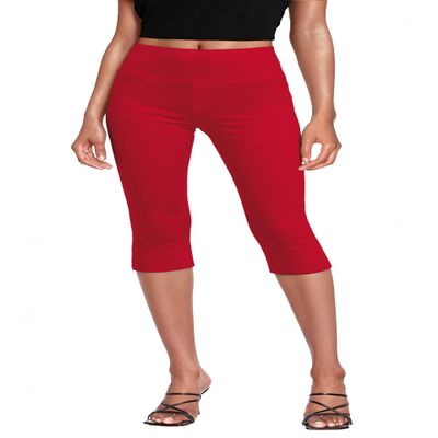 Hybrid & Company Womens Super Comfy Stretch Pull On Millennium Twill Capri Shorts KQ44972X RED 3X